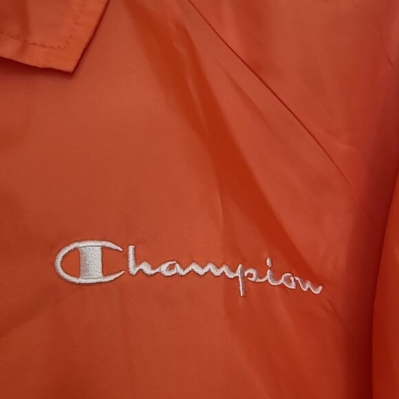 Champion Women's Heritage Coaches Jacket Script Logo Color Groovy Papaya Size M - Picture 9 of 13